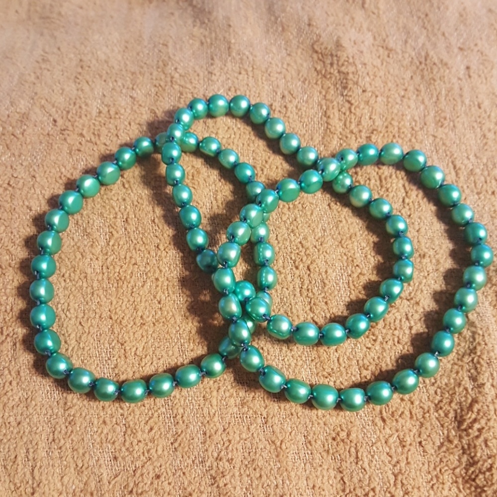 LARGE HONORA TEAL FRESHWATER PEARL BRACELET TRIO